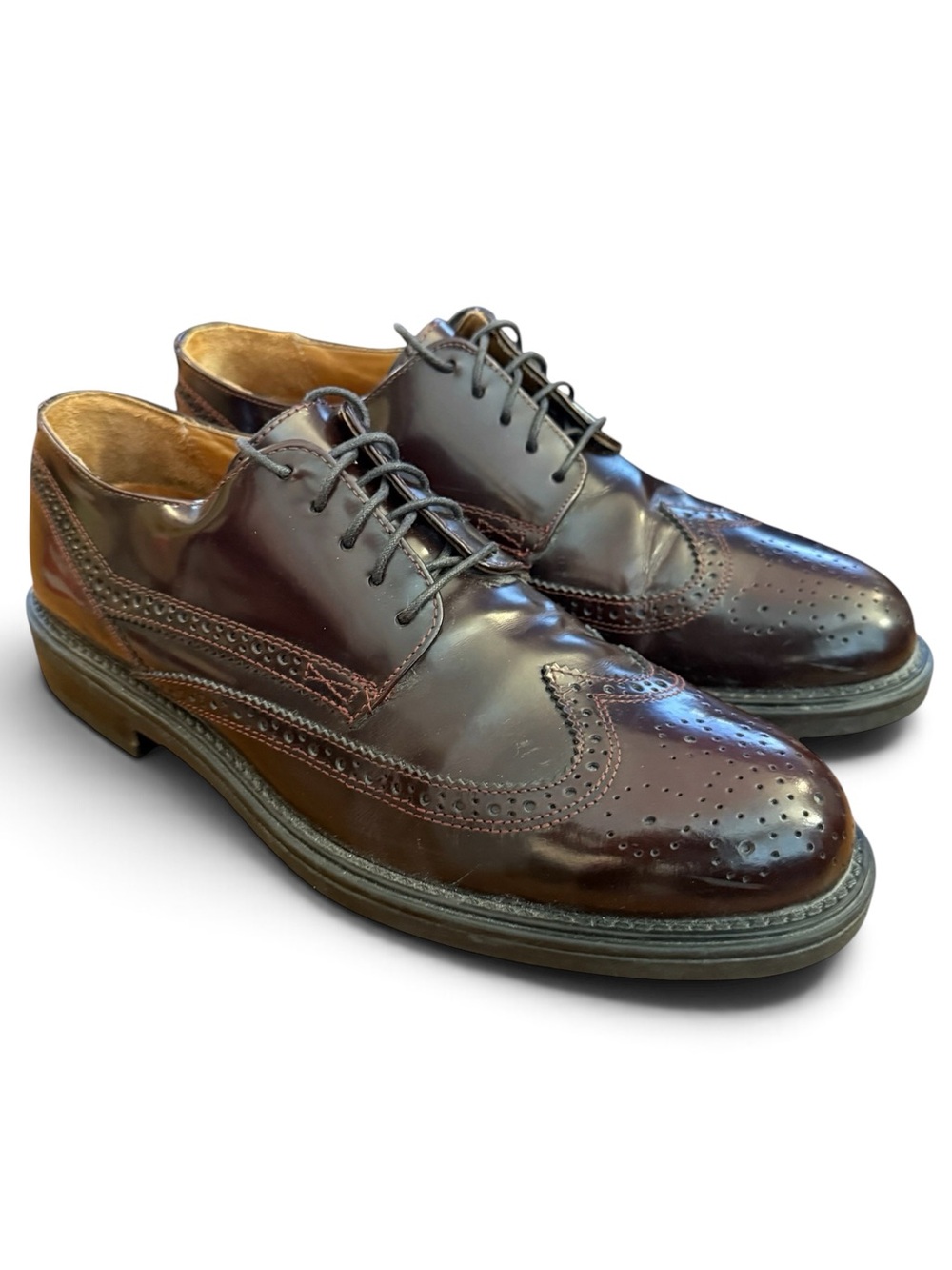 Vintage 90s Bostonian Strada Men’s 9.5 Oxblood Leather Wingtip Brogues Italy